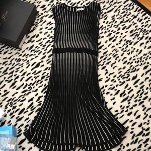 Calvin Klein Black and White Pleated Dress